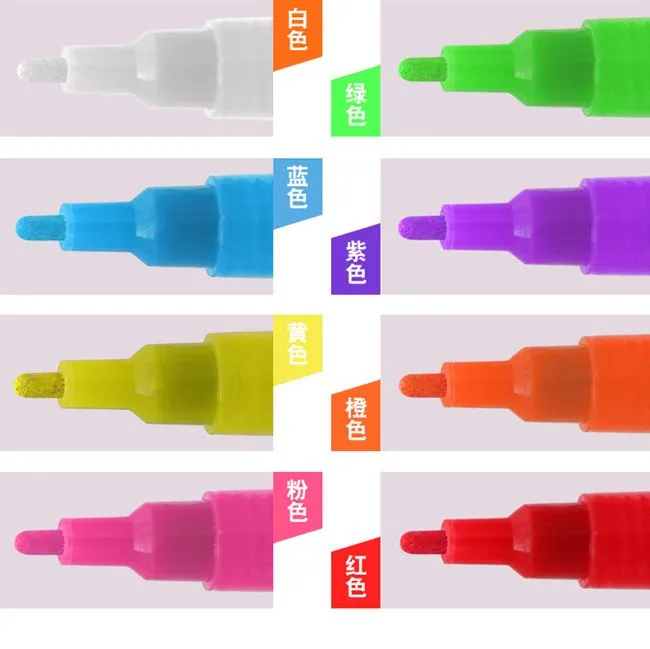 3mm Round Tip Liquid Ink Pens 8 Pack 8 Colors